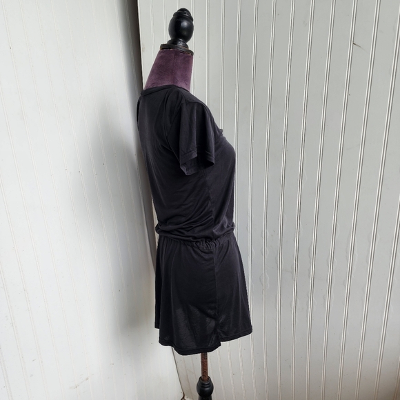 Anthropologie Olivaceous  Stretch Black Short Sleeve Drawstring Dress Cover Up S - Picture 5 of 11